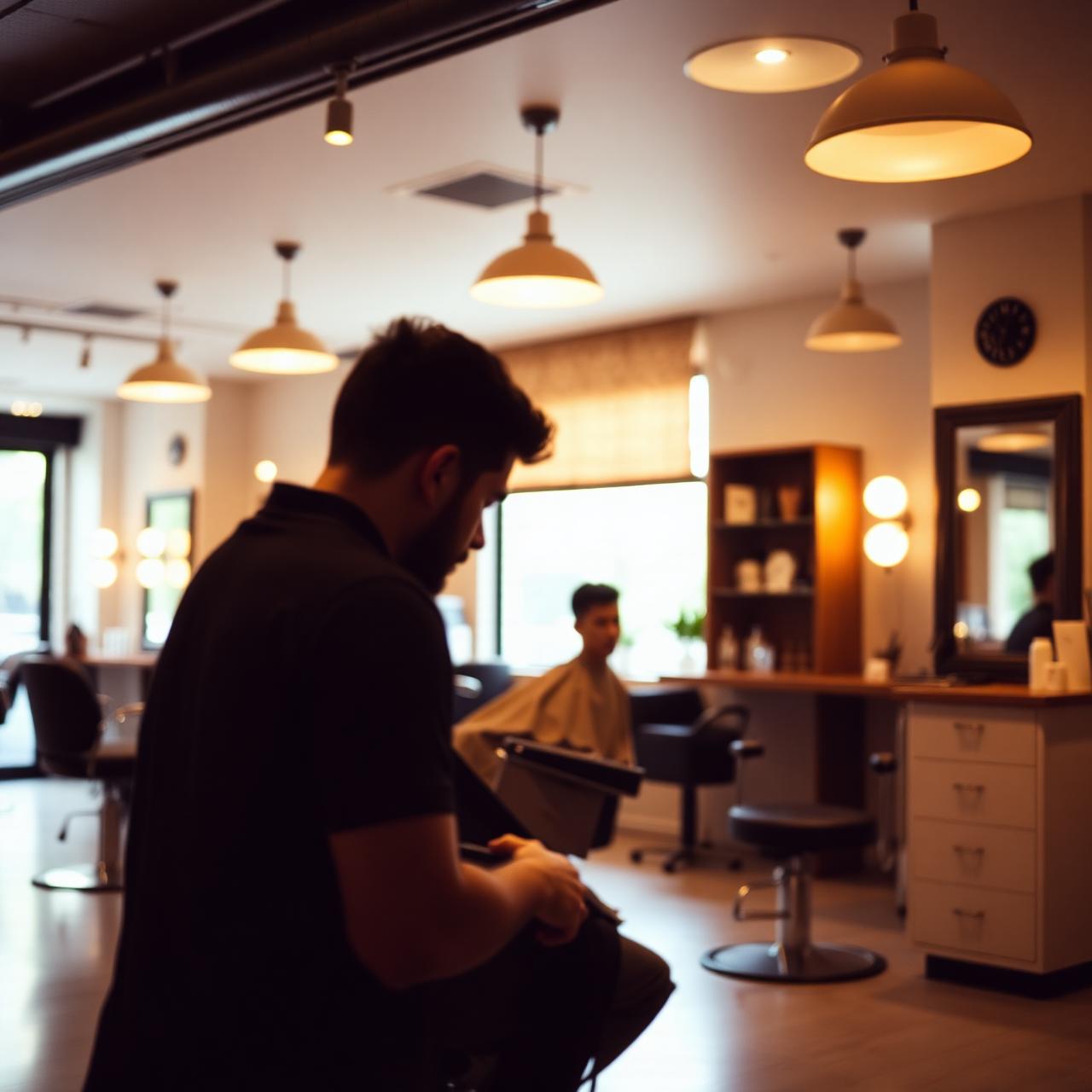 Profissional atendendo cliente em barbearia